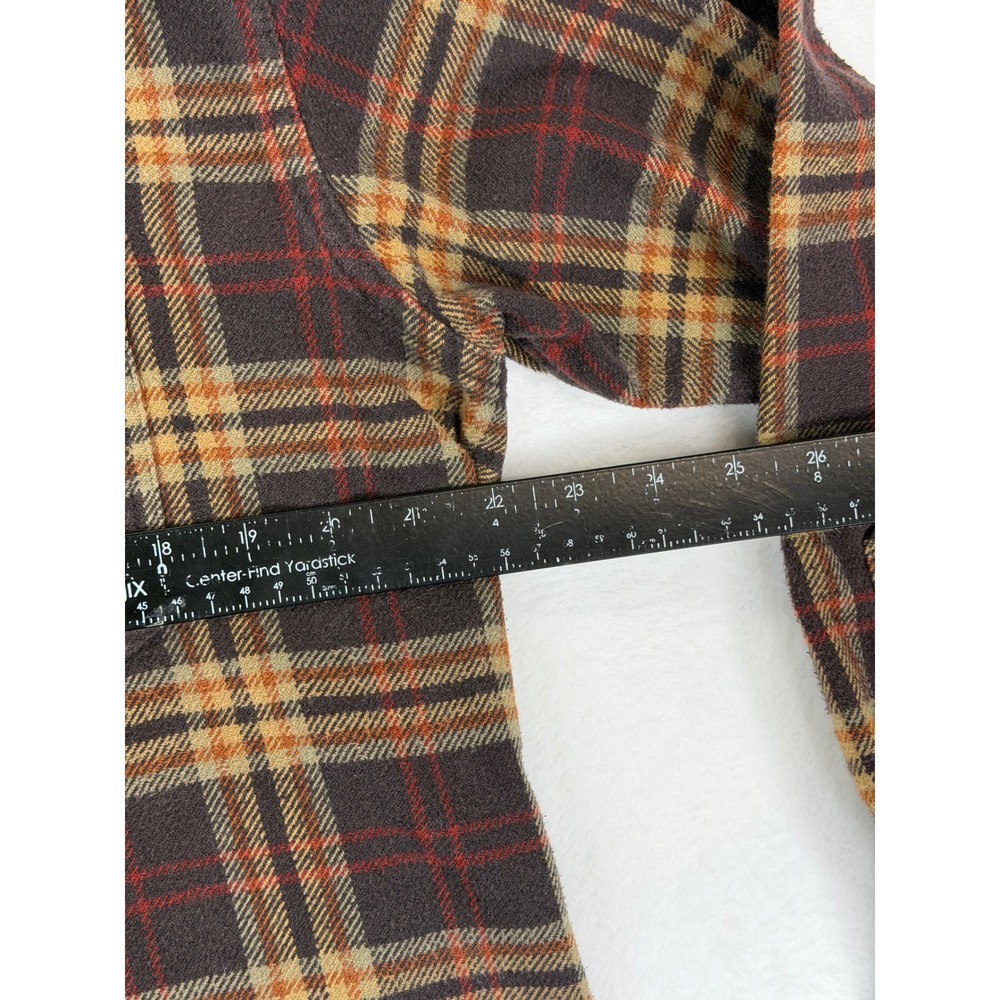 Timberland Mens Brown Plaid Cotton Flannel Button Down Shirt Large L Long Sleeve - Picture 8 of 9